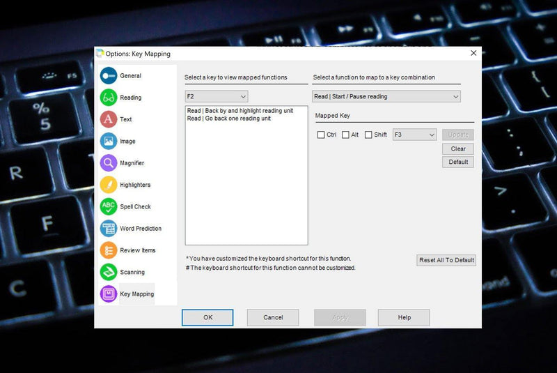 New K3000 Accessibility Feature Customize Win. Shortcut Keys