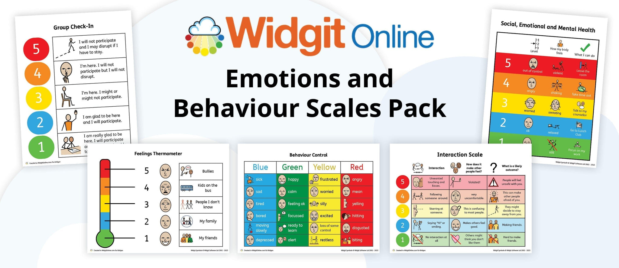 Widgit Online Emotions and Behaviour Scale Pack