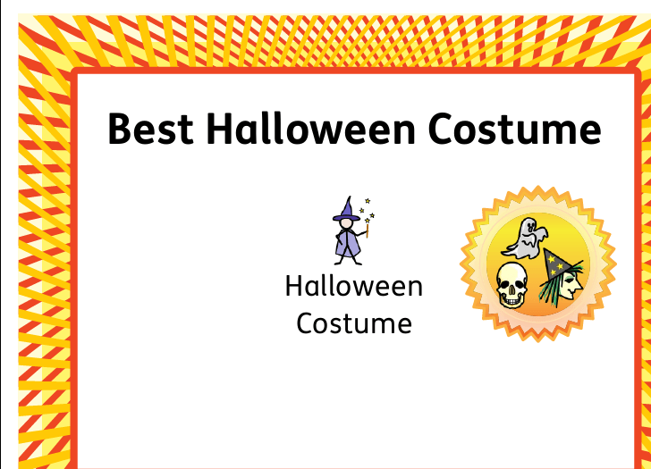 Best Halloween Costume Certificate