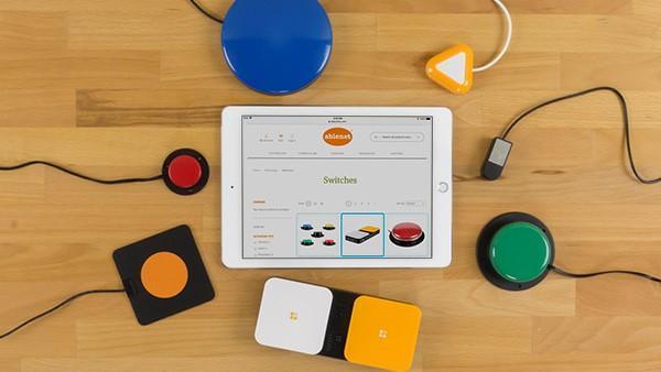 ipad with accessibility wired wireless bluetooth switches from ablenet