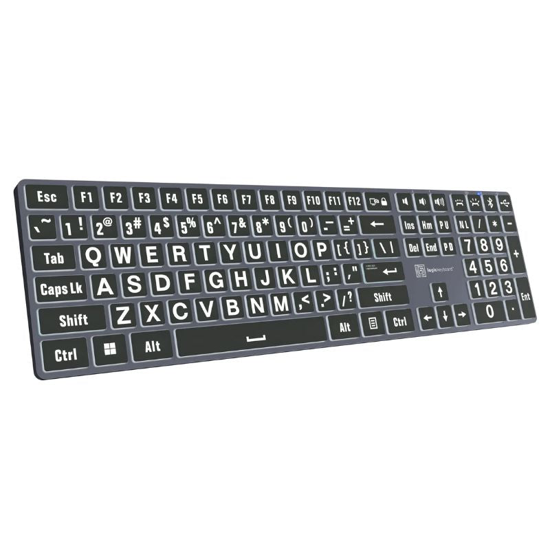 Titan Large Print Wireless Keyboard - White on Black