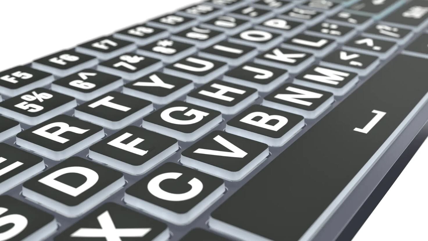 Titan Large Print Wireless Keyboard - White on Black