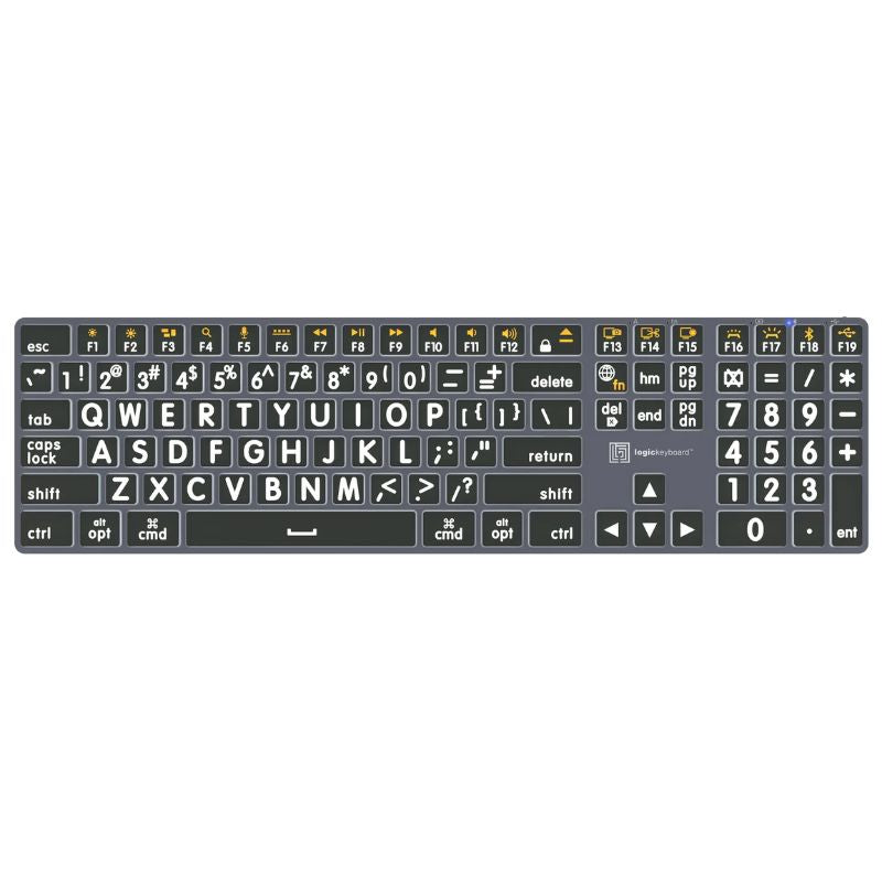 Titan Large Print Wireless Keyboard - White on Black
