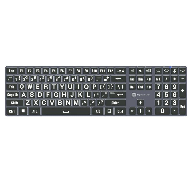 Titan Large Print Wireless Keyboard - White on Black