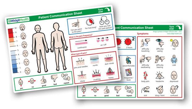 Patient Communication Sheets by Widgit Health (10 sheet pack)